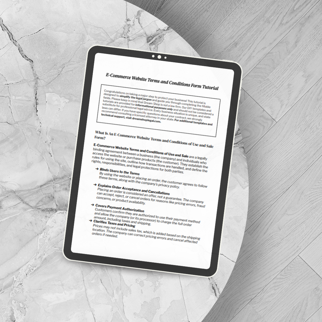 E-Commerce Website Terms and Conditions
