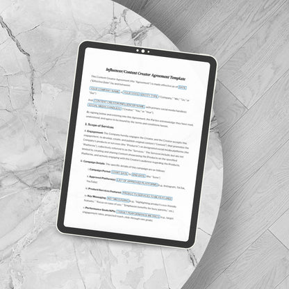 INFLUENCER/ CONTENT CREATOR AGREEMENT